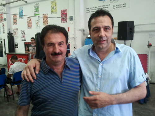Alfonso de campos (Antena Zaragoza) a la dcha., con Paco Beltrán, Presidente de Asociación Nacional de Entrenadores de Fútbol Sala