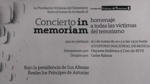 invitación acto por las víctimas de ETA