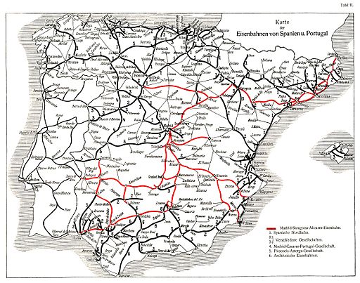 mapa ferrocarril españa 1921